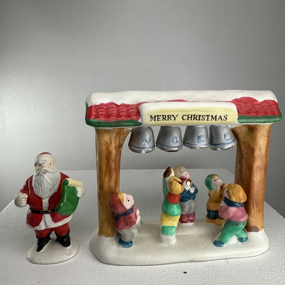 Vintage Lemax Dickensville Bell Ringers Christmas Decoration + Santa